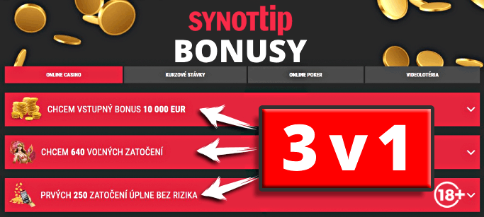 Synottip casino bonus ako 3v1